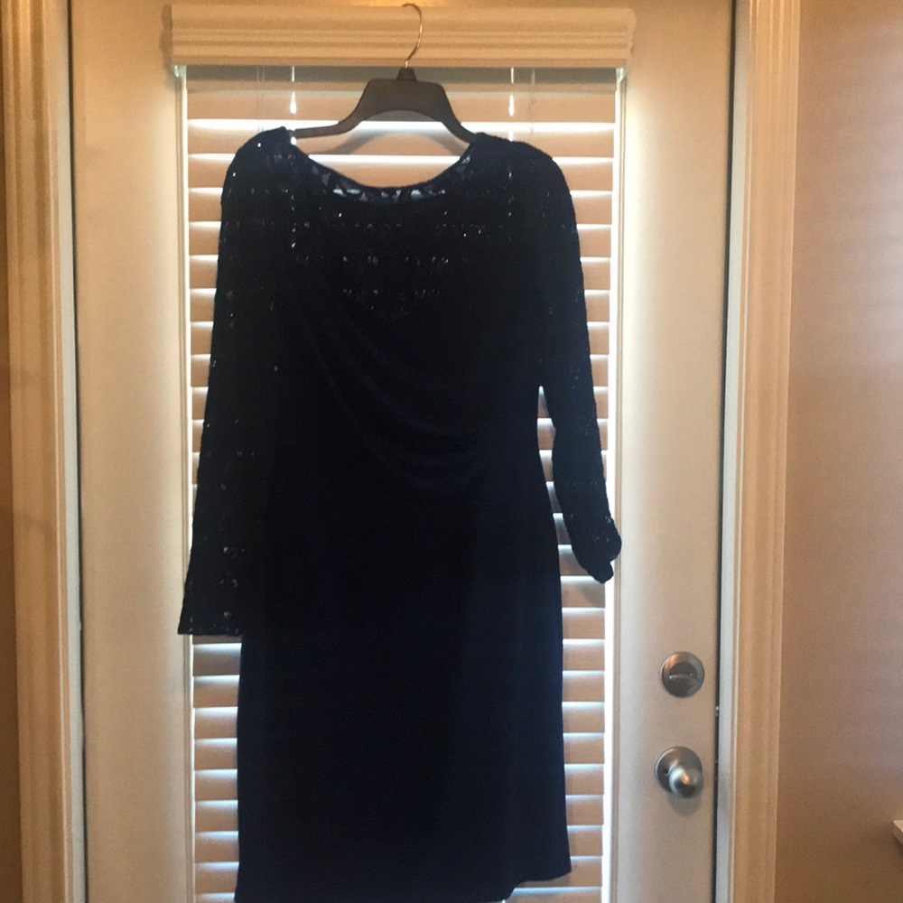 Ralph Lauren Blue dress with singed side and lace
